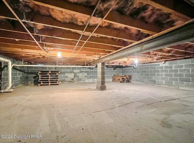 view of unfinished basement