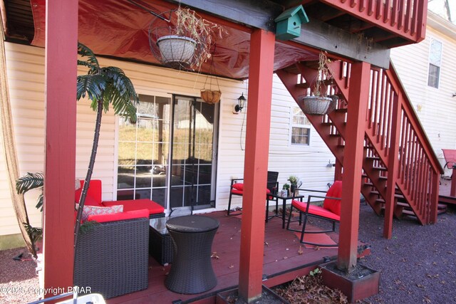 view of patio featuring a wooden deck