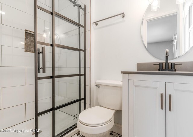 3011 Minqua Cir, Tobyhanna, PA 18466 - full bathroom with a stall shower, toilet, and vanity