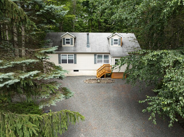295 Wyomissing Dr, Pocono Lake, PA 18347 - view of front of home with crawl space and a shingled roof
