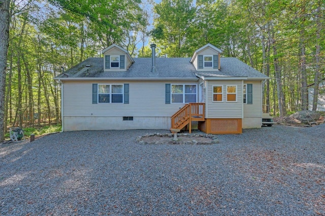 295 Wyomissing Dr, Pocono Lake, PA 18347 - view of front facade featuring crawl space and roof with shingles