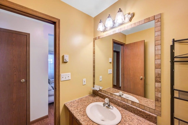 295 Wyomissing Dr, Pocono Lake, PA 18347 - bathroom with vanity and wood finished floors