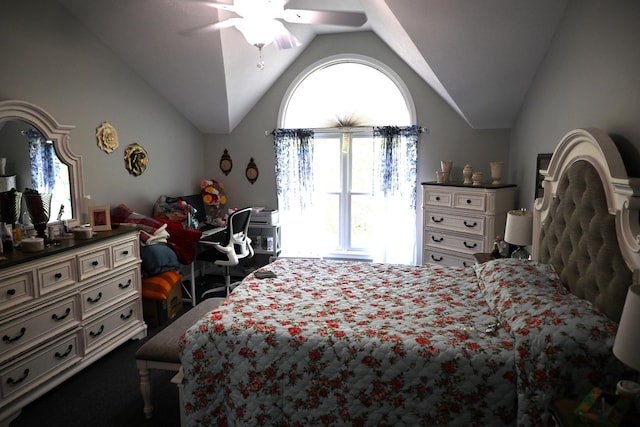 1617 Academy Dr, East Stroudsburg, PA 18301 - bedroom with lofted ceiling, multiple windows, and a ceiling fan