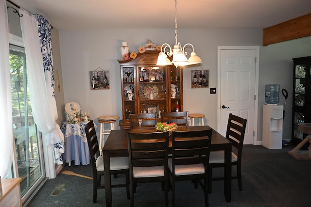 1617 Academy Dr, East Stroudsburg, PA 18301 - dining room with a chandelier and dark carpet