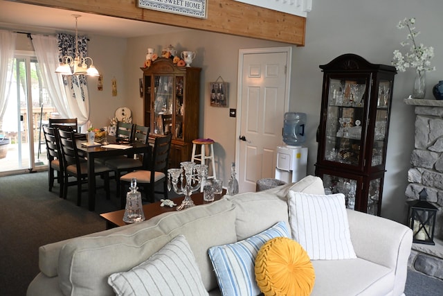 1617 Academy Dr, East Stroudsburg, PA 18301 - living room featuring a chandelier and carpet floors