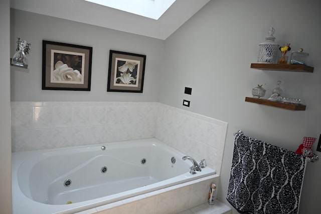 1617 Academy Dr, East Stroudsburg, PA 18301 - full bath featuring a skylight, a tub with jets, and lofted ceiling