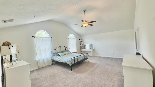 2292 Bismark Rd, Blakeslee, PA 18610 - bedroom with light colored carpet, lofted ceiling, baseboards, and a ceiling fan