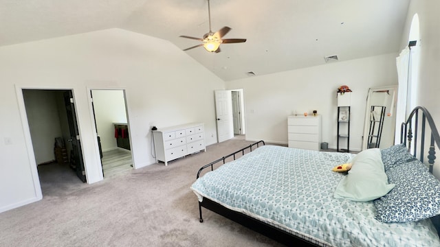 2292 Bismark Rd, Blakeslee, PA 18610 - carpeted bedroom with vaulted ceiling, baseboards, and a ceiling fan