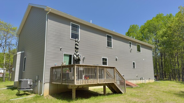 2292 Bismark Rd, Blakeslee, PA 18610 - rear view of property with central AC, a deck, and a yard