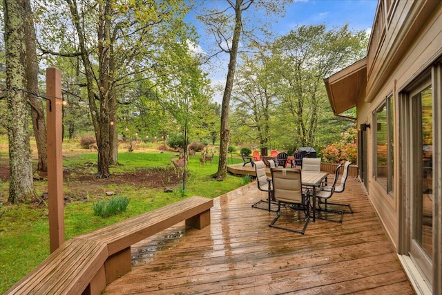 96 Wolf Hollow Rd, Lake Harmony, PA 18624 - deck featuring outdoor dining area