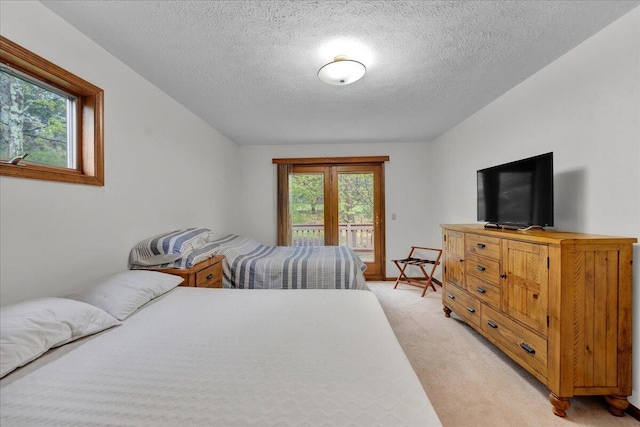 96 Wolf Hollow Rd, Lake Harmony, PA 18624 - bedroom with access to outside, multiple windows, light carpet, and a textured ceiling