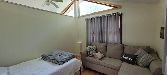 139 Eliot Ln, Albrightsville, PA 18210 - bedroom featuring wood finished floors, a ceiling fan, and vaulted ceiling
