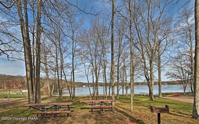 view of community featuring a water view