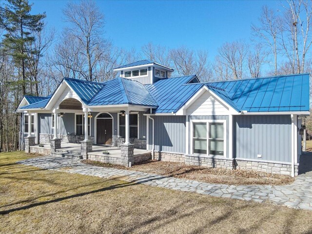 115 Ridgewood Ln, Hawley, PA 18428 - view of front of property with a standing seam roof, a porch, and metal roof