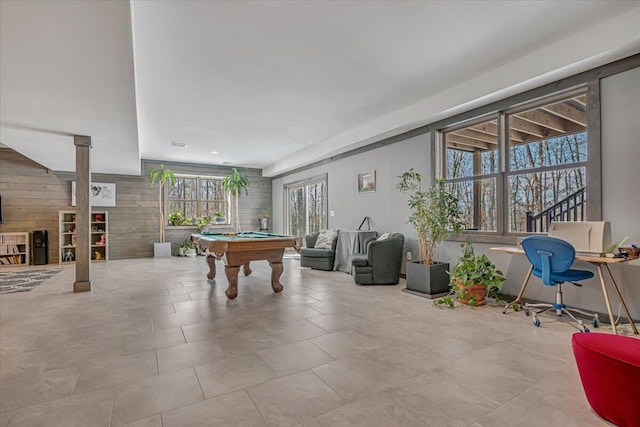 115 Ridgewood Ln, Hawley, PA 18428 - recreation room with billiards table and wooden walls