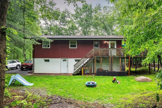 105 Beaver Ln, East Stroudsburg, PA 18301 - rear view of house with stairs and a yard