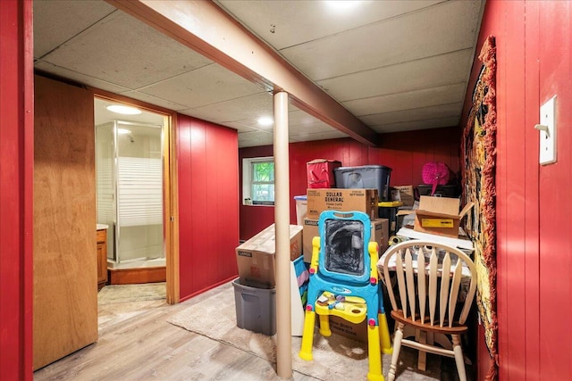 105 Beaver Ln, East Stroudsburg, PA 18301 - basement featuring wood finished floors and wooden walls