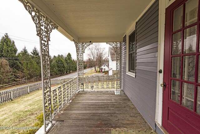 deck featuring a porch