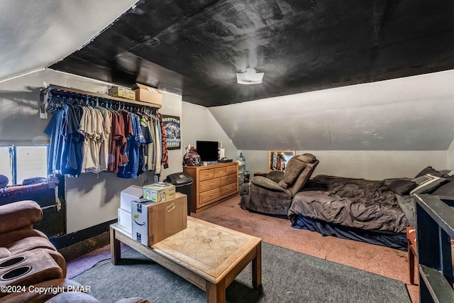 interior space with a closet and vaulted ceiling