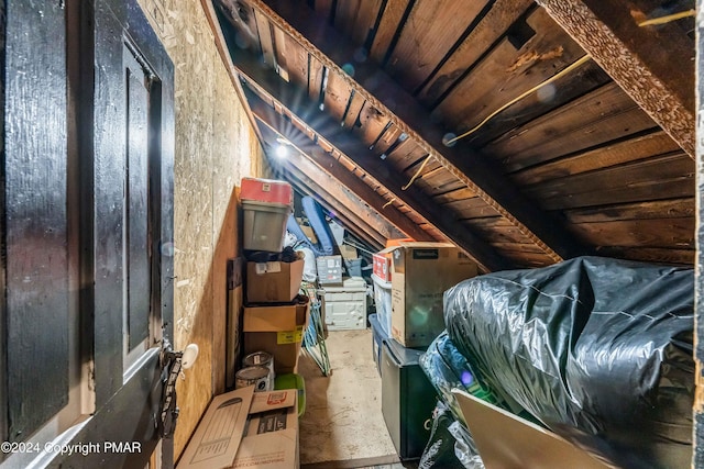 view of unfinished attic