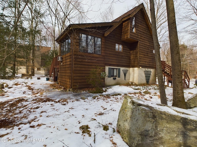 view of snow covered exterior