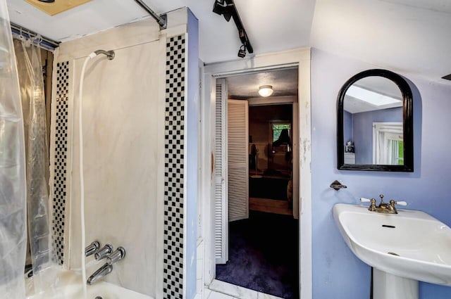 325 Mt Nebo Rd, East Stroudsburg, PA 18301 - full bathroom with a sink and shower / bath combination with curtain
