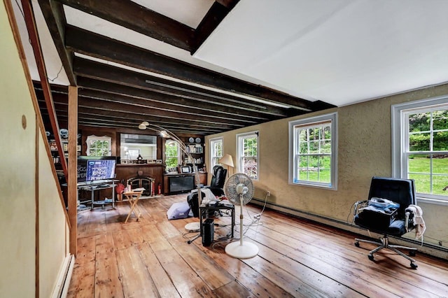 325 Mt Nebo Rd, East Stroudsburg, PA 18301 - workout area featuring healthy amount of natural light, baseboard heating, and hardwood / wood-style flooring
