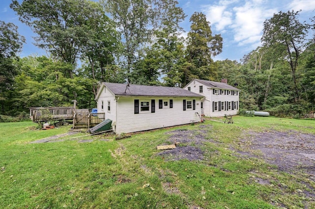 325 Mt Nebo Rd, East Stroudsburg, PA 18301 - rear view of house with a wooden deck and a yard