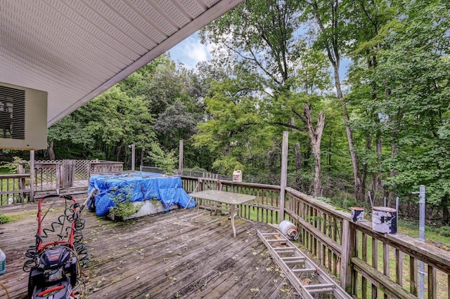 325 Mt Nebo Rd, East Stroudsburg, PA 18301 - wooden terrace with view of wooded area