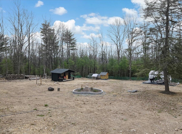 116 Red Bud Ln, Kunkletown, PA 18058 - view of yard featuring an outbuilding and a view of trees