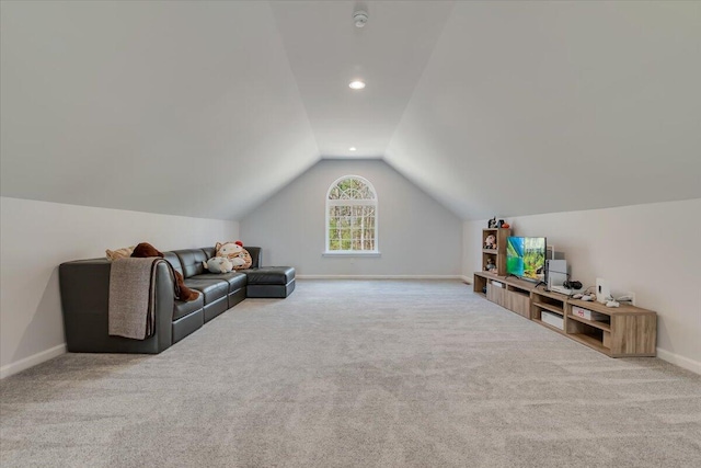 116 Red Bud Ln, Kunkletown, PA 18058 - interior space featuring vaulted ceiling, carpet, and recessed lighting