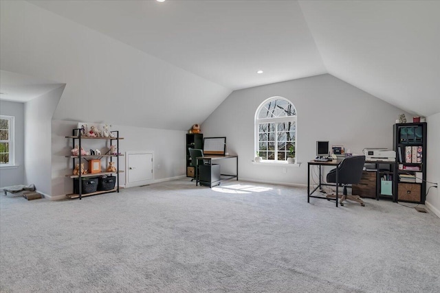 116 Red Bud Ln, Kunkletown, PA 18058 - home office with carpet floors and vaulted ceiling