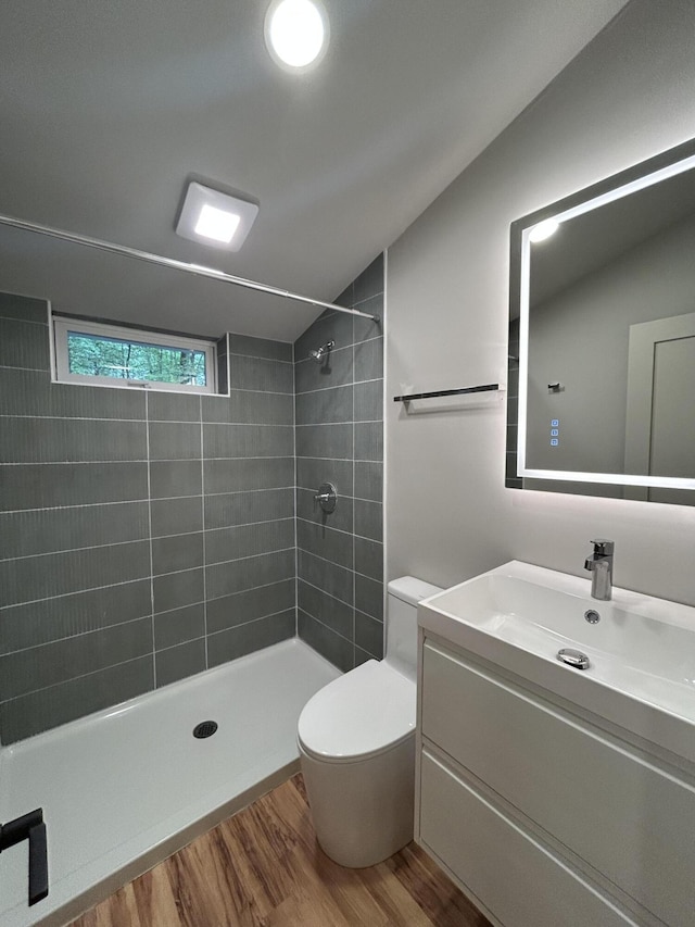 113 Netcong Cir, Pocono Lake, PA 18347 - full bath with wood finished floors, tiled shower, and vanity