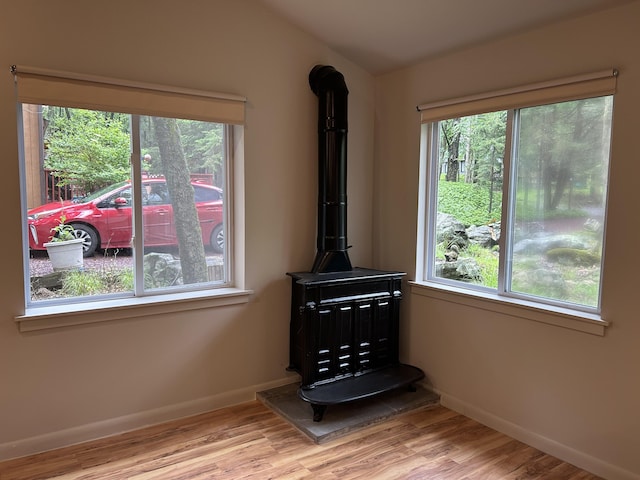 113 Netcong Cir, Pocono Lake, PA 18347 - detailed view of wood finished floors and a wood stove