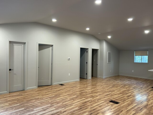 113 Netcong Cir, Pocono Lake, PA 18347 - spare room featuring vaulted ceiling, light wood-style flooring, and recessed lighting