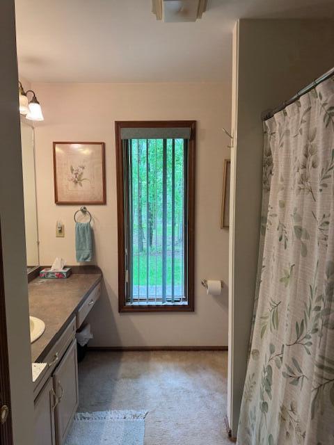122 Sawmill Rd, Pocono Lake, PA 18347 - bathroom with vanity and a shower with curtain