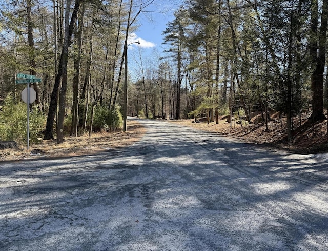 view of road with a view of trees