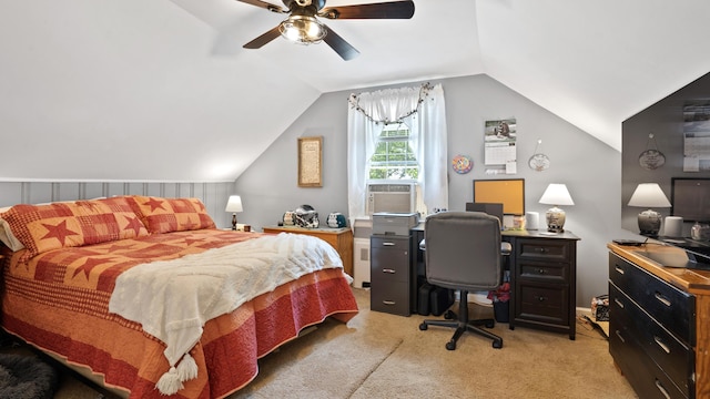 3063 Clearview St, Easton, PA 18045 - bedroom featuring light colored carpet, lofted ceiling, ceiling fan, cooling unit, and an office area