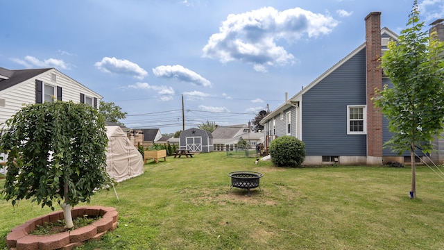 3063 Clearview St, Easton, PA 18045 - view of yard featuring an outdoor fire pit and a shed