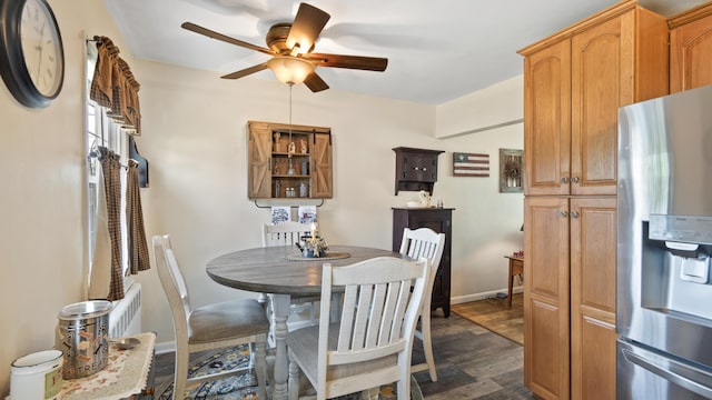 3063 Clearview St, Easton, PA 18045 - dining area with a ceiling fan and dark wood-style floors
