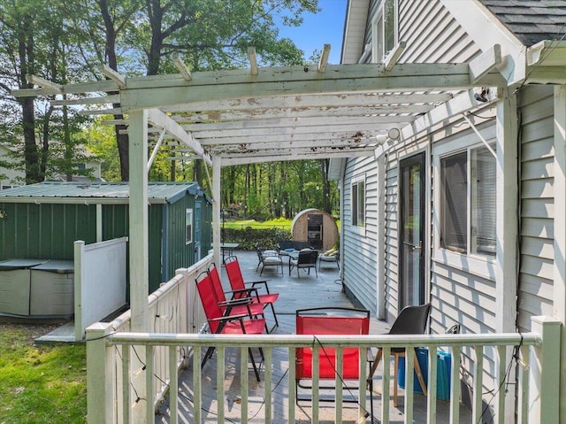 3137 Fern Rd, Pocono Summit, PA 18346 - wooden deck with a pergola