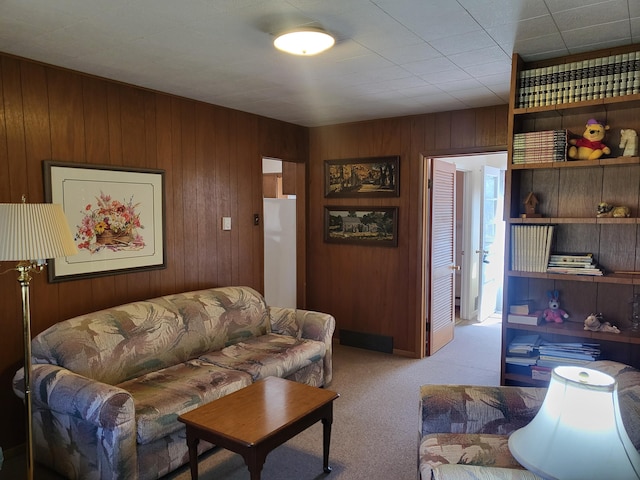 7425 W Dogwood Ln, Cresco, PA 18326 - living area featuring carpet flooring and wood walls