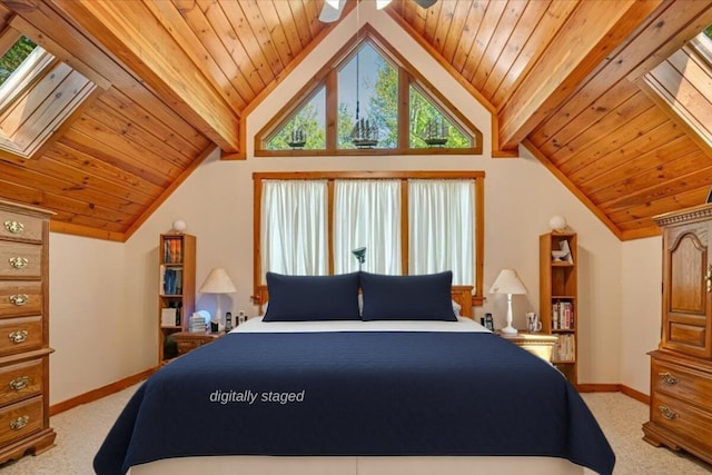 24 Glen Rd, Lake Ariel, PA 18436 - bedroom featuring light colored carpet, baseboards, and wooden ceiling