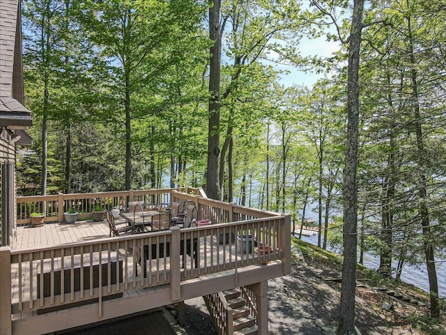 24 Glen Rd, Lake Ariel, PA 18436 - deck featuring stairs and a water view