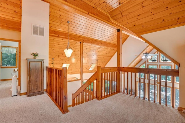 24 Glen Rd, Lake Ariel, PA 18436 - hallway featuring wood ceiling and carpet flooring