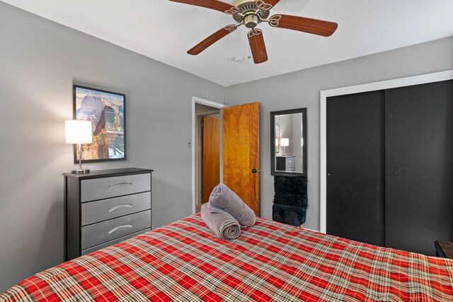 8 Big Boulder Rd, Lake Harmony, PA 18624 - bedroom featuring a closet and ceiling fan