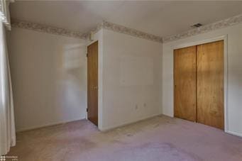 unfurnished bedroom with carpet floors and a closet