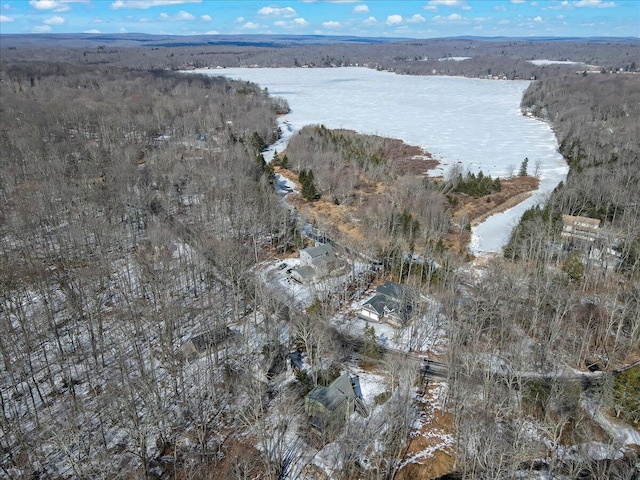 birds eye view of property featuring a view of trees