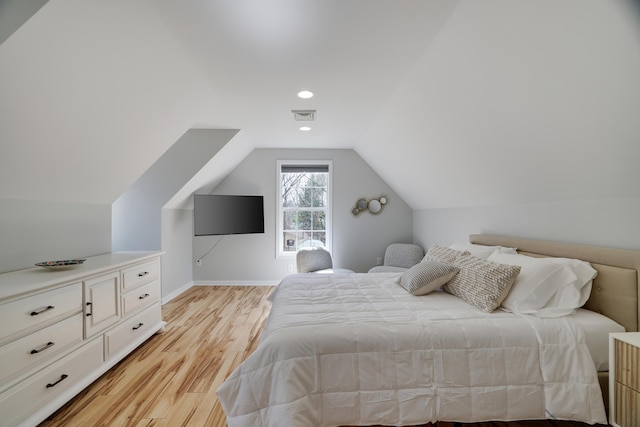 106 Alwen Ave, East Stroudsburg, PA 18301 - bedroom featuring light wood-style flooring, lofted ceiling, baseboards, and recessed lighting