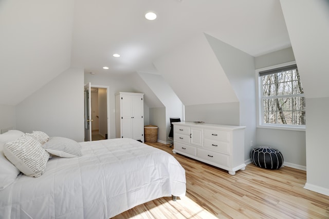 106 Alwen Ave, East Stroudsburg, PA 18301 - bedroom with lofted ceiling, light wood-style flooring, baseboards, and recessed lighting